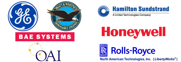 GE, Pratt, Honeywell, Hamilton Sundstrand, BAE, Rolls-Royce